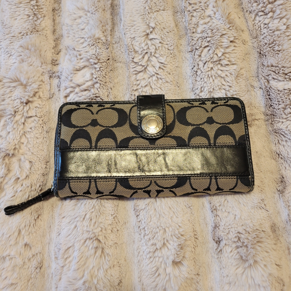 Coach Black Canvas And Leather Wallet